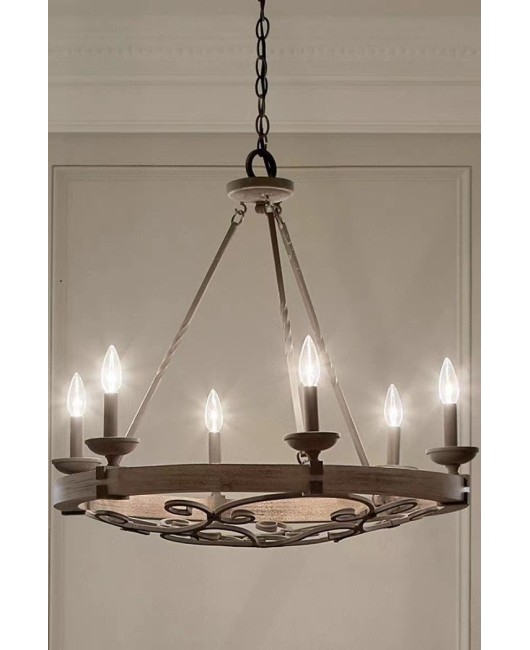 American retro industrial style wooden wheel chandelier, living room light, dining room lighting designer, homestay villa lighting