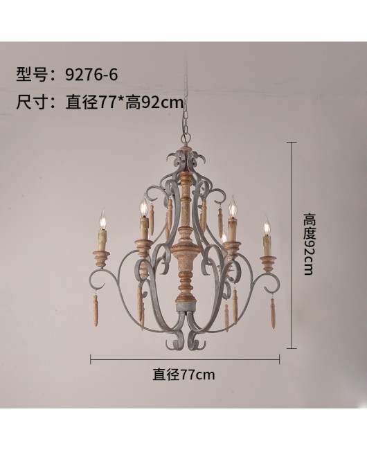 Creative American rural French retro old living room dining room staircase duplex villa personality chandelier