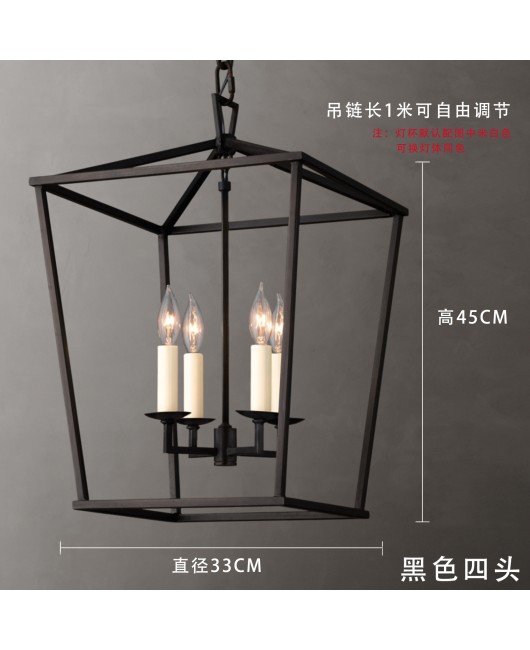 American style minimalist retro wrought iron chandelier, restaurant art lighting fixtures, living room lights, villa corridors, entrance hall lights, designer