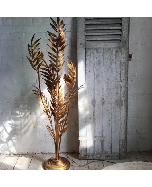 French palm leaf floor lamp, bedroom lamp, living room restaurant art lamp, homestay hotel creative soft decoration lamp