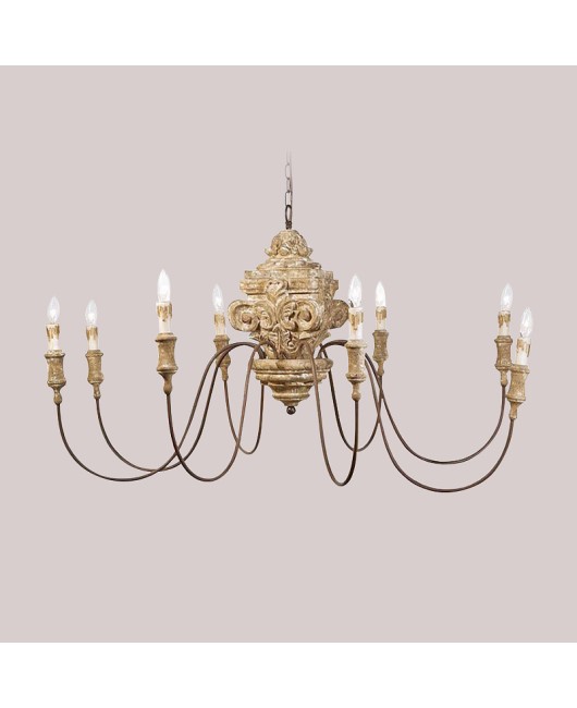 American style countryside French solid wood carving vintage vintage antique chandelier living room dining room bedroom villa duplex floor chandelier