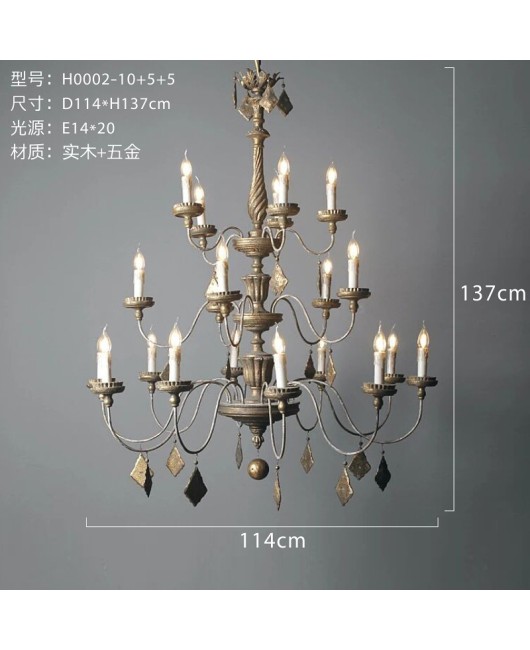 Creative American rural French retro villa chandelier living room staircase duplex building home stay hotel chandelier