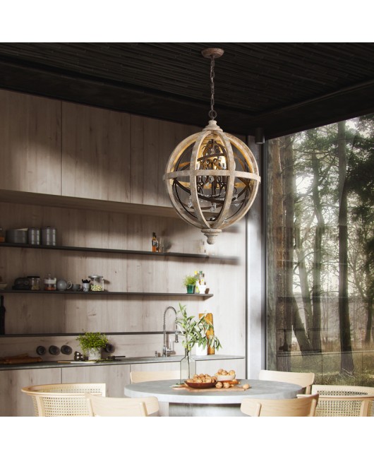 Cross border exclusive for American style countryside, French style solid wood, vintage vintage style, living room, dining room, villa, bedroom, study, ball shaped pendant light