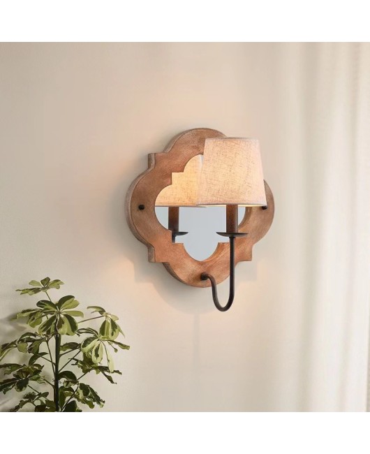 Creative American rural wood framed wall lamp living room dining room bedroom home stay corridor clothing store decorative lamps