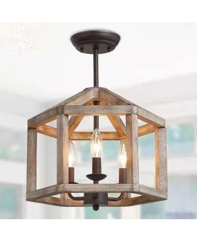 Cross border exclusive use of American style rural wood for antique wooden chandeliers, dining halls, bedrooms, study rooms, entrances, kitchen islands, lighting fixtures