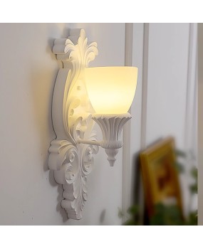 French gypsum wall lamp, light luxury carved aisle lamp, retro art cream style bedroom bedside creative lighting fixture casa