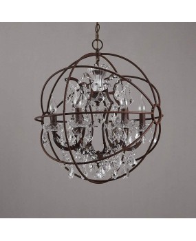 Cross border exclusive American style countryside globe, wrought iron crystal chandelier, restaurant staircase, clothing store, dining bar lighting fixtures