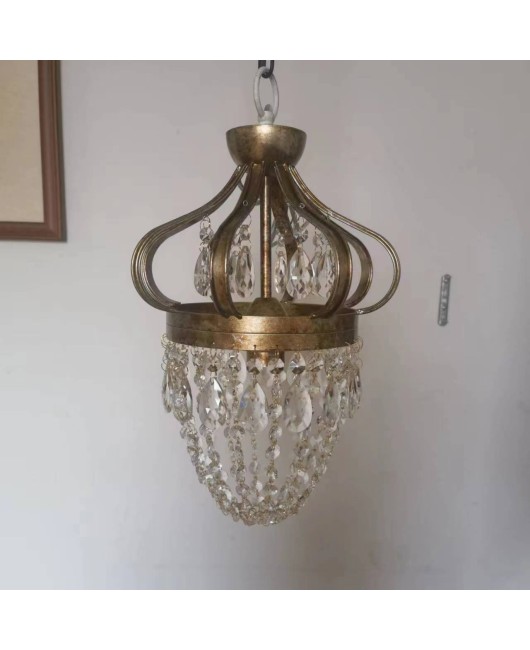 Creative French Crown Crystal Chandelier American Restaurant Entrance Corridor Bedroom Cloak Room Coffee Shop Bar Lighting