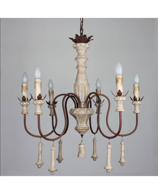 American style countryside French retro antique carved chandelier, duplex building dining room living room retro chandelier