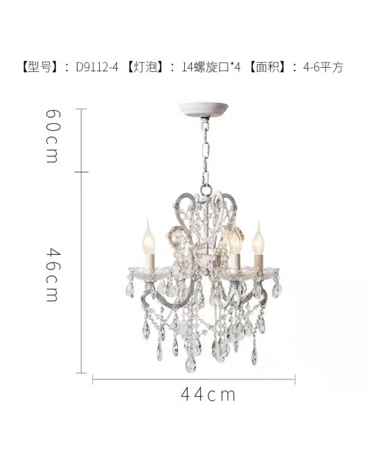 Creative American rural French garden crystal chandelier living room dining room bedroom cloakroom corridor clothing store lamps