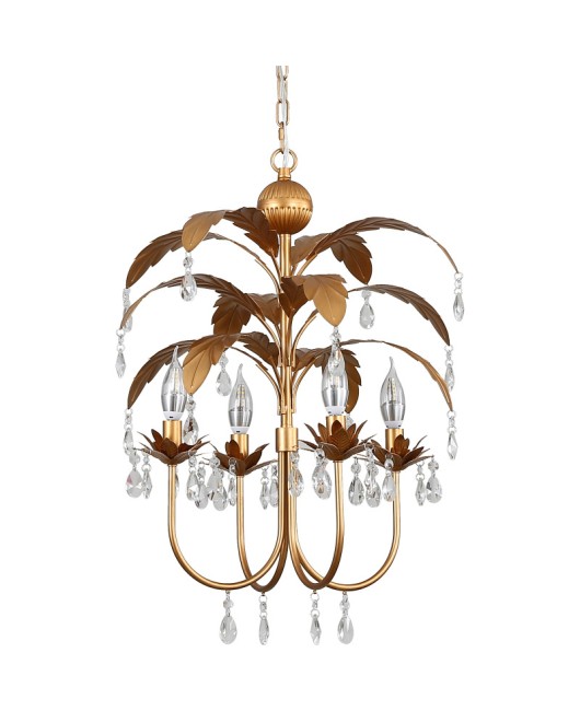 Creative American rural retro old golden iron crystal chandelier living room dining room bedroom cloakroom chandelier