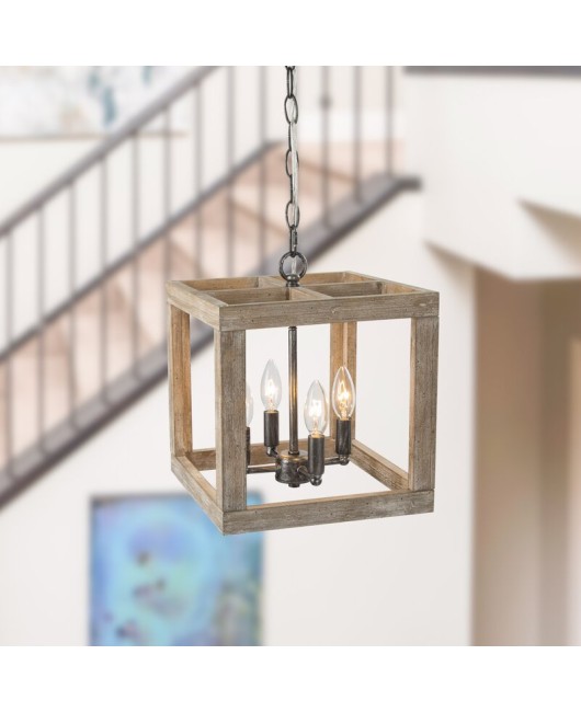 American style countryside farmhouse chandelier antique restaurant kitchen light retro balcony entrance wood art lighting solid wood household light