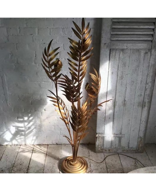 French palm leaf floor lamp, bedroom lamp, living room restaurant art lamp, homestay hotel creative soft decoration lamp