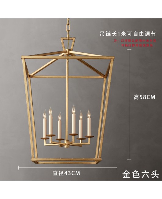 American style minimalist retro wrought iron chandelier, restaurant art lighting fixtures, living room lights, villa corridors, entrance hall lights, designer