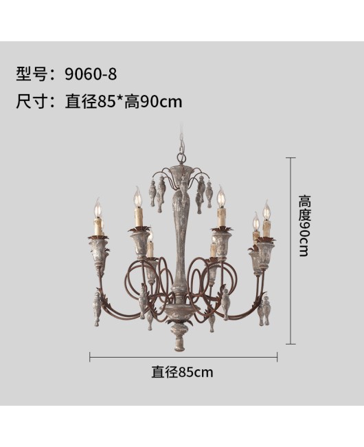 Creative American rural French retro wood chandelier living room dining room bedroom villa home stay hotel lamps