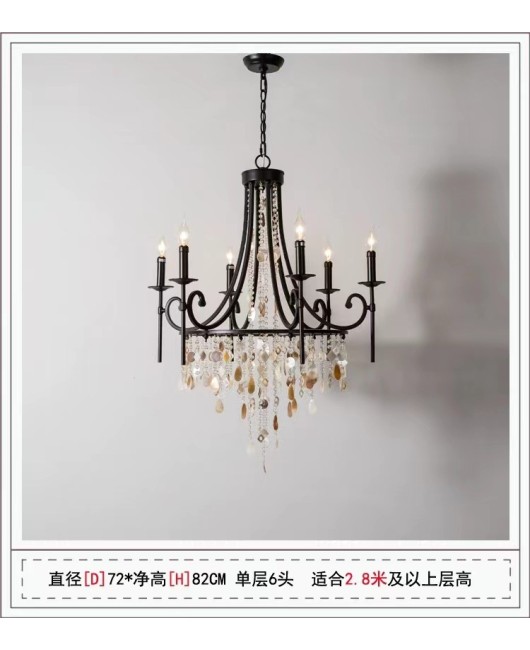 Creative American duplex building Crystal chandelier Retro French villa Living room Stair Three floor long chandelier Living room lamp