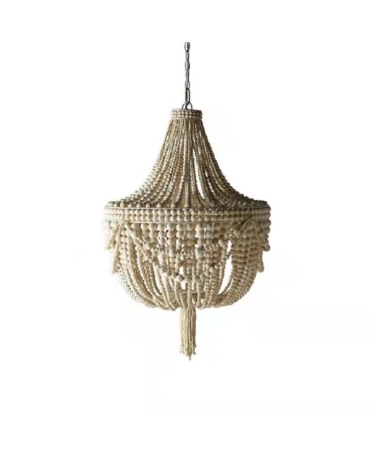 Creative American rural French pastoral Bohemian wood bead chandelier bedroom restaurant princess room lamps