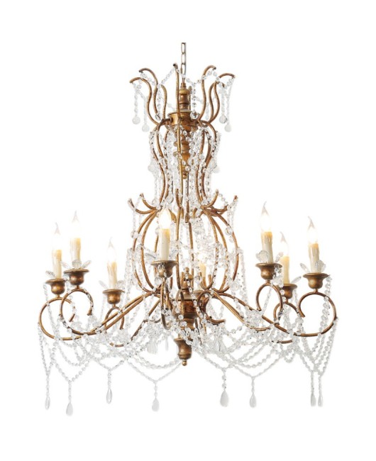 American style castle wrought iron antique grand crystal duplex villa living room dining room American retro light luxury candle pendant light