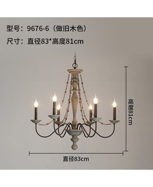 Creative American rural French pastoral simple wooden chandelier personality living room dining room bedroom staircase chandelier