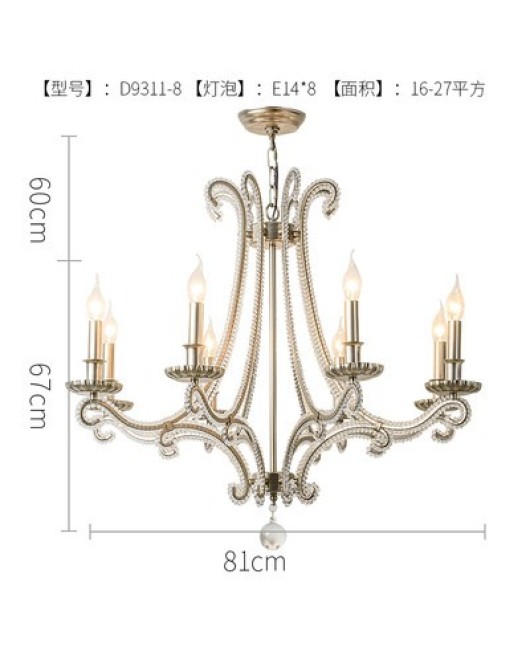 American countryside wrought iron crystal chandelier, creative French Nordic living room, dining room, bedroom, corridor, retro modern lighting fixtures