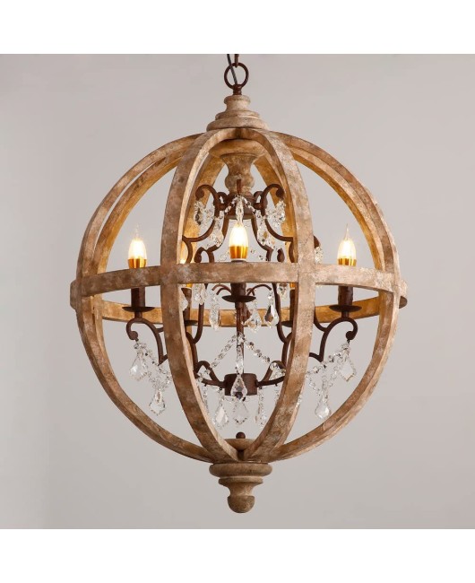 Cross border exclusive for American style countryside, French style countryside, solid wood ball shaped chandelier, living room, dining room, bedroom, homestay chandelier