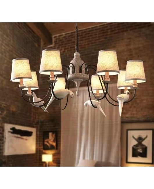 Creative American rural French pastoral Nordic bird chandelier bedroom dining room home stay hotel retro lamps