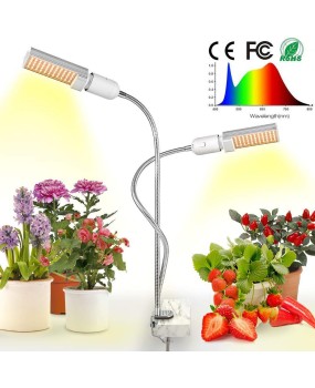 Cross border LED plant light growth light 45W horizontally inserted corn light double headed clip design with timed dimming and full spectrum yellow light