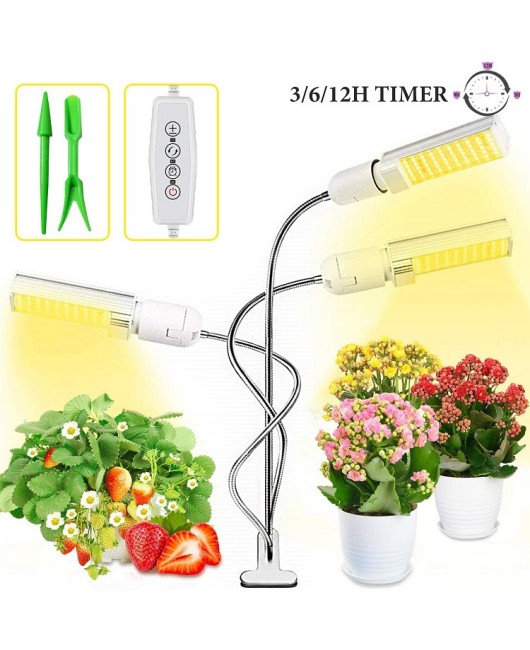 Clip plant light LED growth light 80W three head full spectrum warm yellow light corn light USB timed dimming 5V