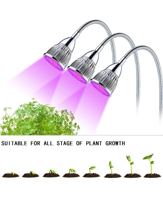 LED plant growth light with three head clip hose planting light 10W15W succulent flower and vegetable fill light