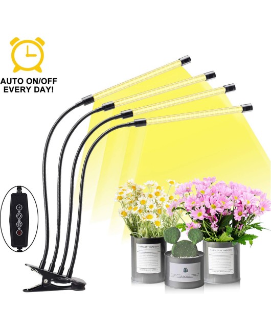 Amazon Cross border Four Head Solar Full Spectrum 4-Tube LED Clip Plant Growth Light USB Timer Dimming 5V