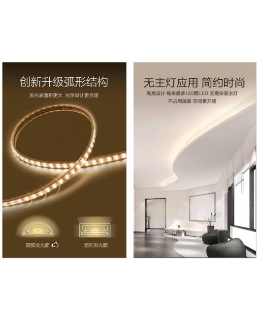 Philips Super Bright Non Fading High Voltage LED Strip 220V Ceiling Outdoor Curved PVC Sleeve True Color Monochrome LED Strip