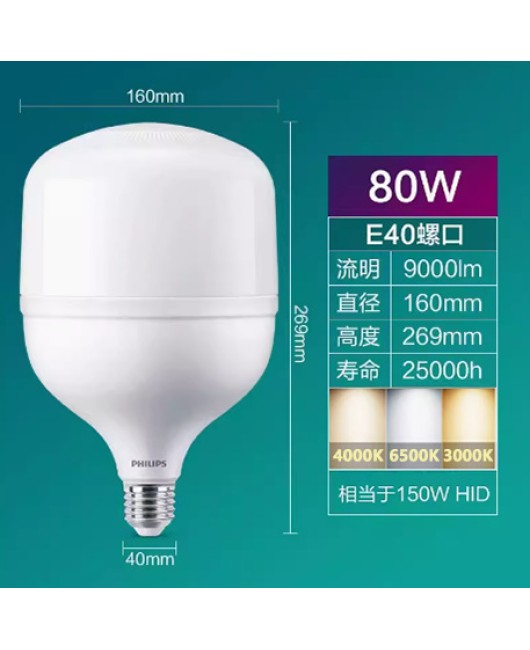 Philips low ceiling LED bulb e27 e40 screw mouth ultra bright high-power factory workshop lighting bulb