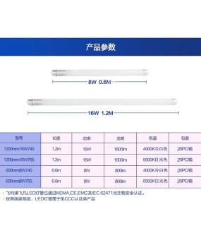 Philips LED tube PHILIPS single end incoming glass fluorescent tube 0.6m 1.2m T8 tube