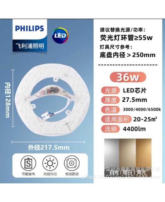 Philips Ceiling Light Panel Light Strip Replacement Non Perforated Magnetic Absorption Module Light Source Tri color Dimming LED Ceiling Light Core