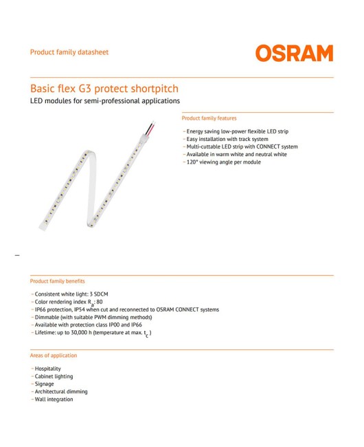 Osram Low Voltage 24V LED Strip BFP400S Outdoor IP66 Flexible Silicone Waterproof Monochrome LED Strip