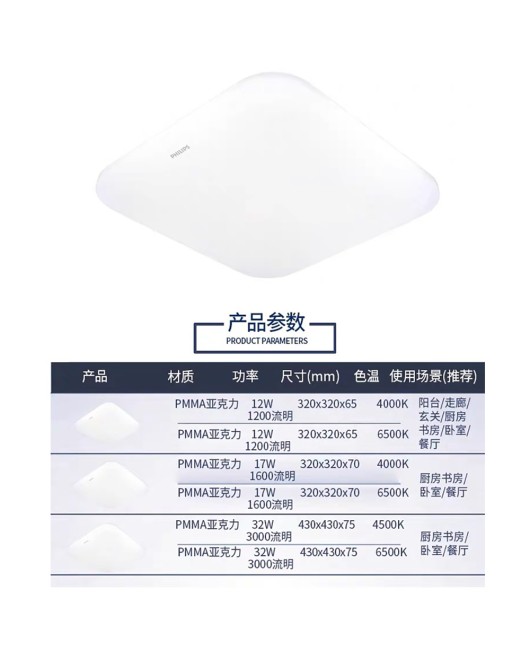 Philips Hengyan ultra-thin ceiling light LED white minimalist bedroom light Hengyan ultra-thin square household mosquito and insect repellent