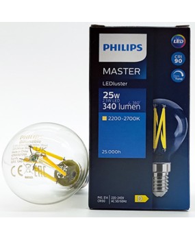 Philips Master 2.5W 3.4W 5.9W dimmable LED retro filament bulb size bulb tip bulb