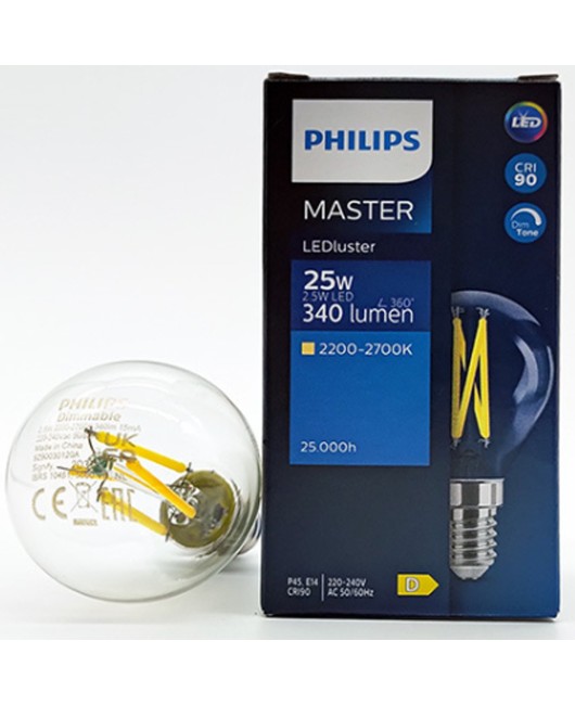 Philips Master 2.5W 3.4W 5.9W dimmable LED retro filament bulb size bulb tip bulb