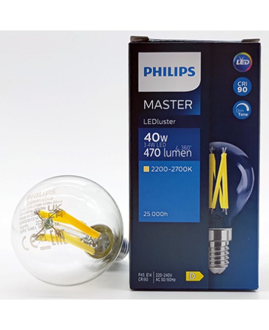 Philips Master 2.5W 3.4W 5.9W dimmable LED retro filament bulb size bulb tip bulb