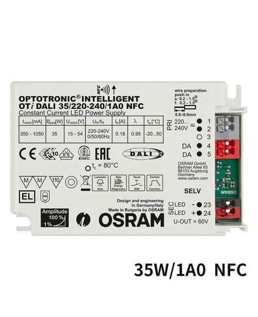 Non flicker constant current Osram Dali dimming power supply OSRAM flat light 35W indoor LED driver power supply