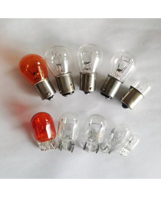 Car brake, turn signal bulb, driving light, high and low foot dual wire single wire flat angle angle amber color, 12v24v plug-in bulb