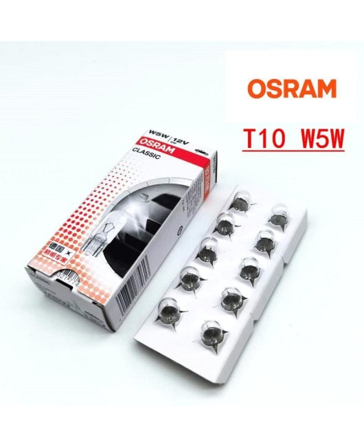 Osram car light bulb T10 12V5W w5W width indicator light plug-in bulb reading light license plate light 2825 tail bulb