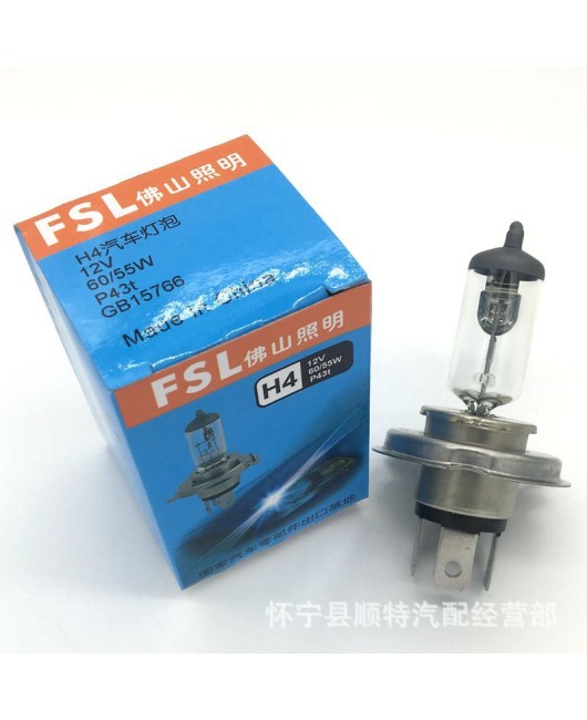 Foshan lighting car bulb H4 12V60/55W high beam low beam bulb car headlight halogen P43T