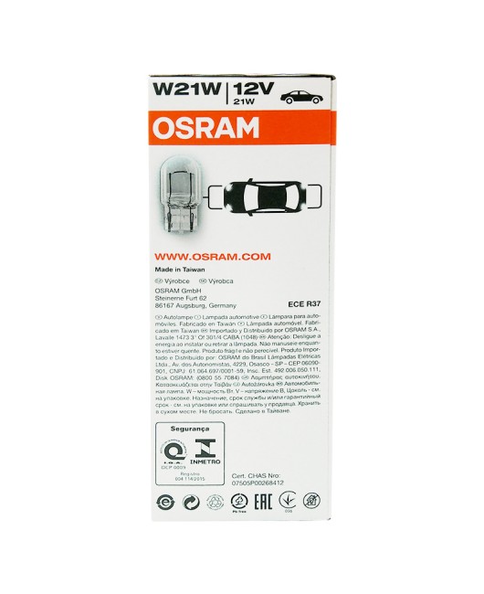 Osram W21W reverse light bulb T20 single filament brake light 7505 rear fog light 12v car tail light bulb