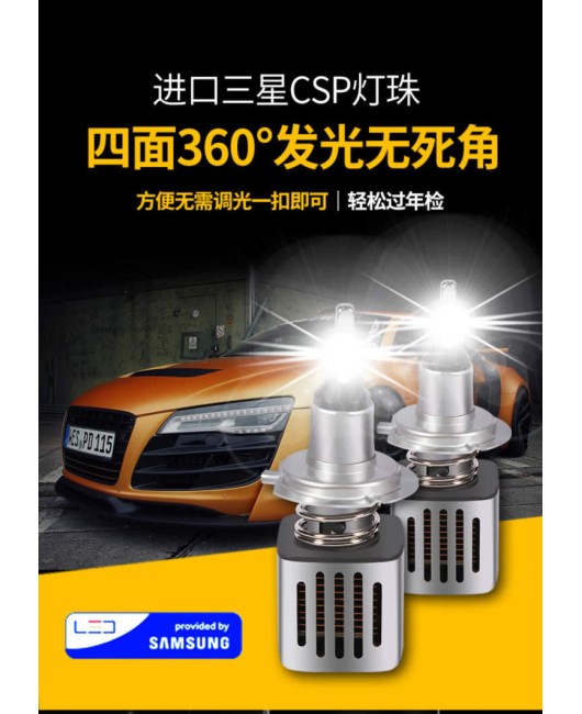 Ruiying Automotive LED Headlights F3 Four sided Illumination H1 H4 H7 High Beam Low Beam Fog Lamp Lens Spotlight LED Headlights