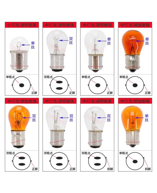 Car brake, turn signal bulb, driving light, high and low foot dual wire single wire flat angle angle amber color, 12v24v plug-in bulb