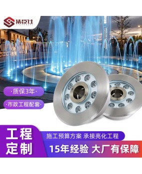 LED Fountain Light, Circular Stainless Steel Underwater Light, Embedded Dryland Fountain Light with Middle Hole, Water Pool Fish Pool Landscape Light