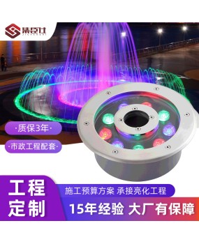 LED Dryland Fountain Light Embedded Medium Hole Underground Light Stainless Steel Colorful Circular Underwater Nozzle Spring Light