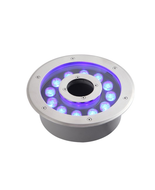 LED Dryland Fountain Light Embedded Medium Hole Underground Light Stainless Steel Colorful Circular Underwater Nozzle Spring Light