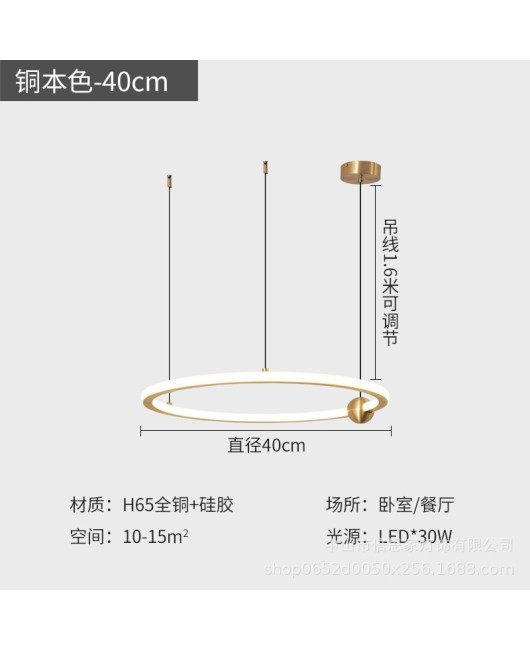 All copper Nordic modern minimalist Italian lighting, living room lighting, dining room hanging wire lighting, circular pendant light